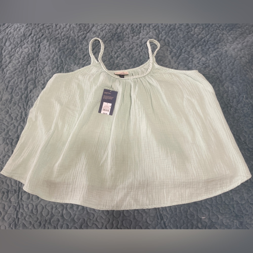 NWT Universal Thread Woman’s L  Gauze Tank Top Blouse Light Green Braided Strap